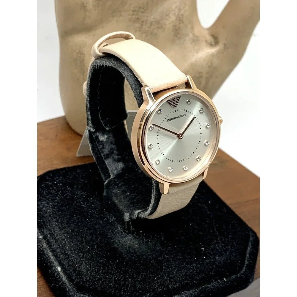 Emporio Armani Women's Watch AR2510 Quartz Rose Gold Nude Leather Strap … - Picture 2 of 14
